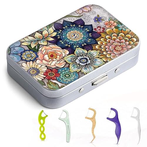 Gerkia Dental Floss Portable Case, Easy to Store Floss Picks of Various Sizes, Portable Dental Floss Dispenser is Perfect for Travelling, Hotels, Dinners, Appointments.Mandarin