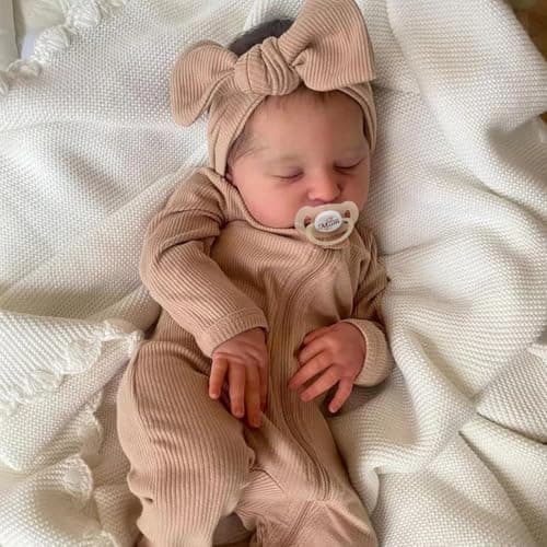 ADFO Real Life Reborn Baby Dolls Girl 20 Inches Realistic Baby Doll Soft Vinyl Sleeping Newborn Baby Dolls with Feeding Accessories for Kids Ages 3