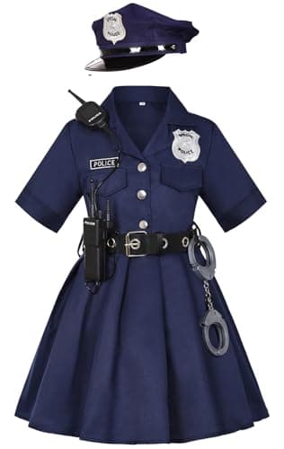 CIFITERY Girls Police Officer Costume Kids Cop Uniform Toddler Policeman Outfit Police Dress Up Career Day Halloween Gifts