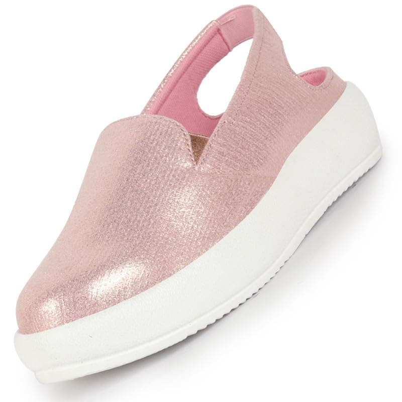 FAUSTO FST 1348 PINK-38 Women Pink Height Enhancer Elastic Closure Back Strap Platform Heel Slip On Shoes|Stylish|Chunky|Weekend|Classic Sneaker Shoes (5 UK)