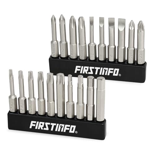 FIRSTINFO H5199D Screwdriver Bit Set | S2 Alloy Steel | 1/4" Hex Head 50mm Long, 20 Pieces with Phillips Hex Star Flat and PZ