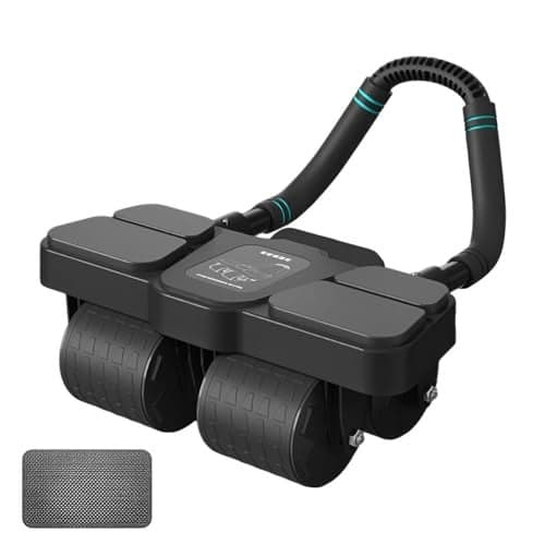 ANTARYAMI Automatic Rebound Ab Roller | Four Wheel Abdominal Exercise Roller with Digital Timer & Phone Holder | Core Workout Equipment for Home & Gym (Big) (Black)