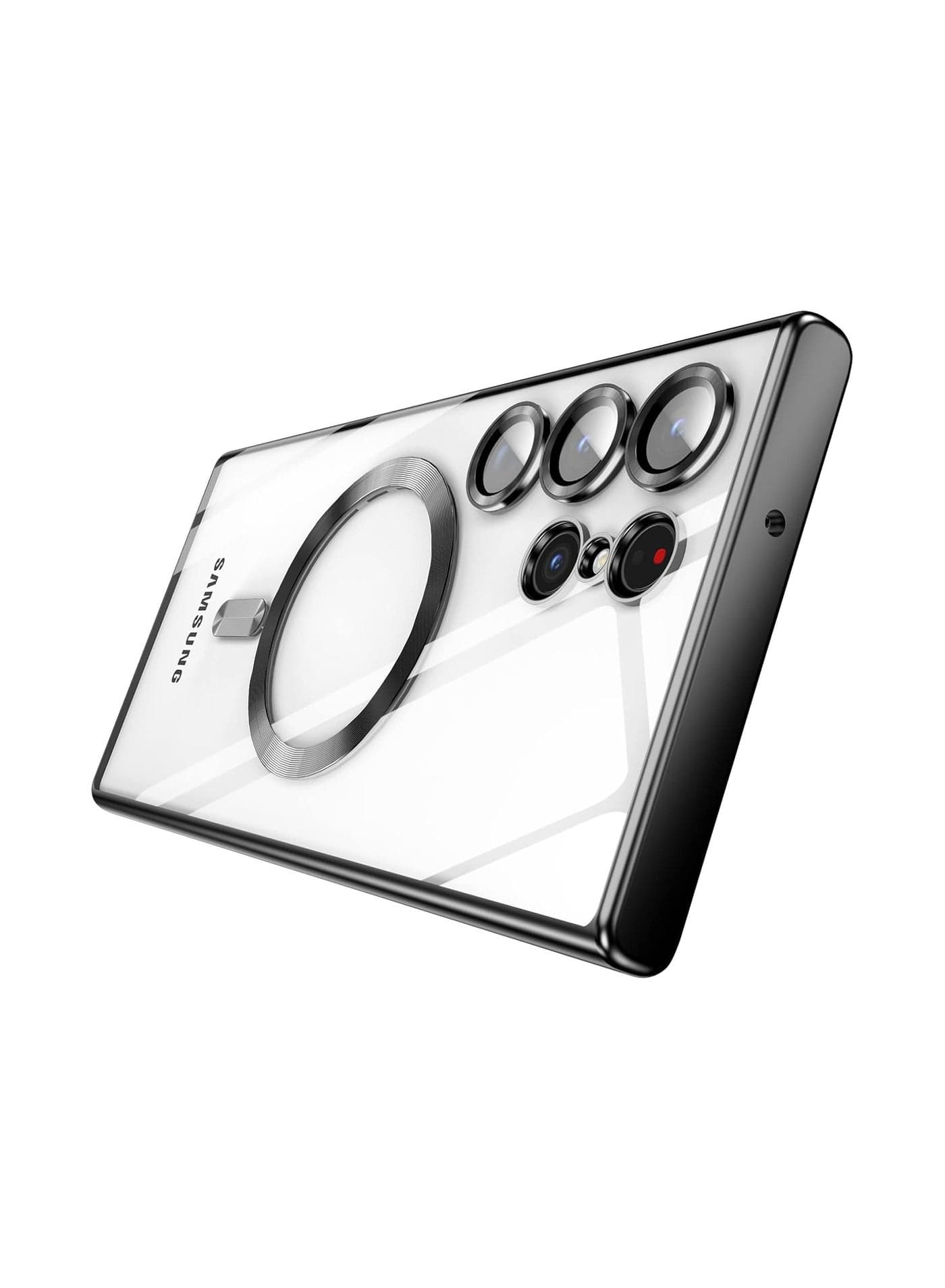 Magnetic Clear Case for Samsung Galaxy S23 Ultra 5G with Camera Lens Protector, Compatible with MagSafe, Electroplated Slim Shockproof Phone Protective Cover for Women Men (Black)