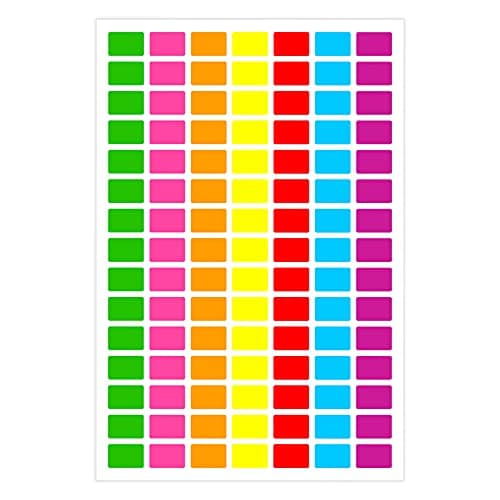 PARLAIM Pack of 1575 Square Color Coding Labels,1/2" x 3/4" Rectangular Stickers in 7 Colors Rectangle Folder File Labels
