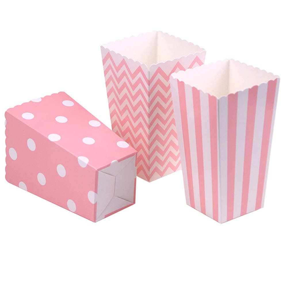 Tvoip 36PcsLot Colorful Favor Candy Treat Popcorn Boxes for CandyFoodChocolate WeddingBirthdayMovie Party Supplies Pink
