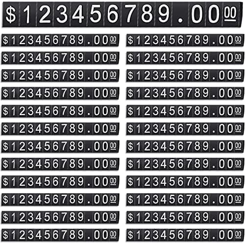 Vicenpal 100 Sets Price Display Cube Number Letter Price Tag Cube Blocks Adjustable Counter Stand Label for Retail, Jewelry, and Shop Pricing(Black with White)