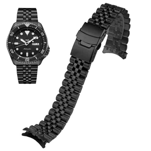 Danxancy Stainless Steel Watch Band Curved Ends Tapered 18mm 19mm 20mm 21mm 22mm 24mmFlexible Metal Watch Strap Smartwatch Bracelet Deployment Double FlipLock Buckle Silver Black Gold