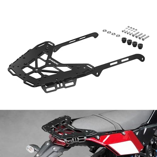 NICECNC Black Motorcycle Rear Luggage Rack Luggage Cargo Rack Compatible with Yamaha Tenere 700/XTZ700 2019-2024, Tenere 700 Rally Edition 2020-2024, 6061 Aluminum, Q235 Steel, Tenere 700 Accessories