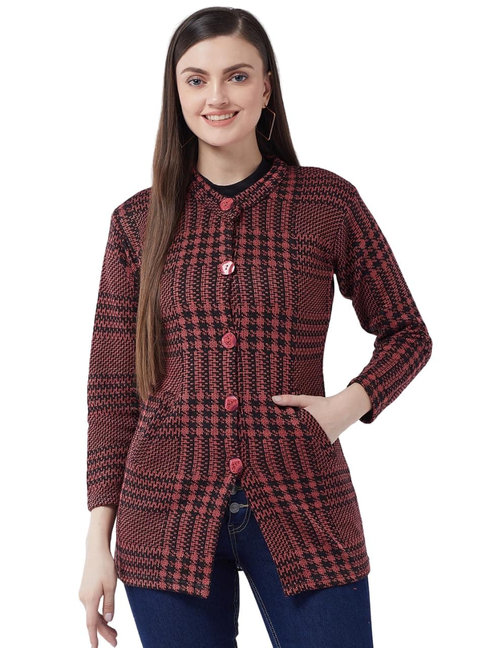 Pivl Women's Long Winter Acrylic Blend Sweater - Warmth and Style_Pink_M||Winterwear||