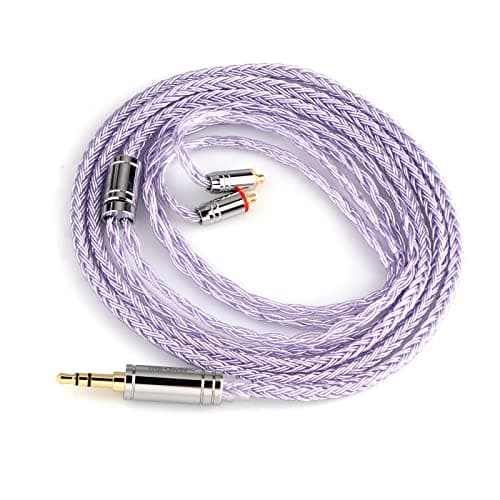 Linsoul Tripowin Zonie IEM Cable, 16 Core Silver Plated Earphone Upgraded Cords, 1.25m SPC in Ear Monitor Cable for 7HZ Timeless AE TINHIFI T2 PRO T3 T4(MMCX, 3.5mm)(Lavender)