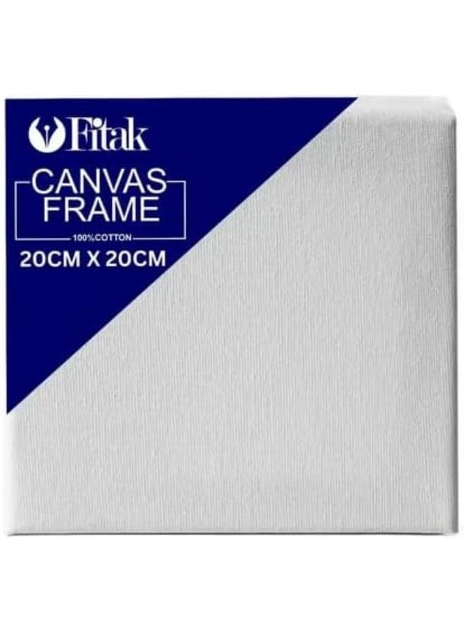 Fitak Canvas Frame, 20 cm x 20 cm, 100% Cotton, Pre-Stretched, White