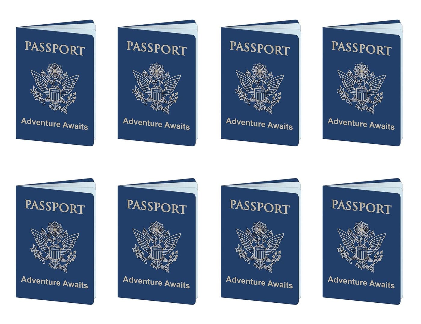 Beistle Set of 8 Around The World Passports, Global Adventure Travel Party Favors, Made In USA Since 1900
