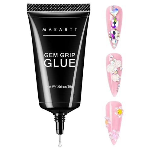Makartt No Wipe Rhinestone Glue for Nails 30G Super Strong Nail Charm Glue Bling Gel for 3D Decorations Nail Art Gems Jewelry Diamond for Nail Techs Supplies Beginners Nail Lamp Required