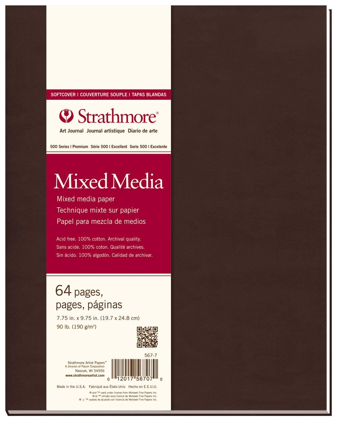 Strathmore 56771 Softcover Mixed Media Art Journal 775 x 975 White 64 Pages