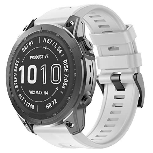 OVERSTEP Compatible with Fenix 7X Band, 26mm Width Soft Silicone Watch Strap for Garmin Fenix 5X/Fenix 5X Plus/Fenix 6X/Fenix 6X Pro Smartwatch (White)