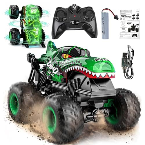 BEZGAR Monster Truck Toys Remote Control Monster Truck with Light Music Dinosaur Toys for Kids 120 Scale RC Truck with 360 Spins and Drifting Remote Control Car for Boys 47