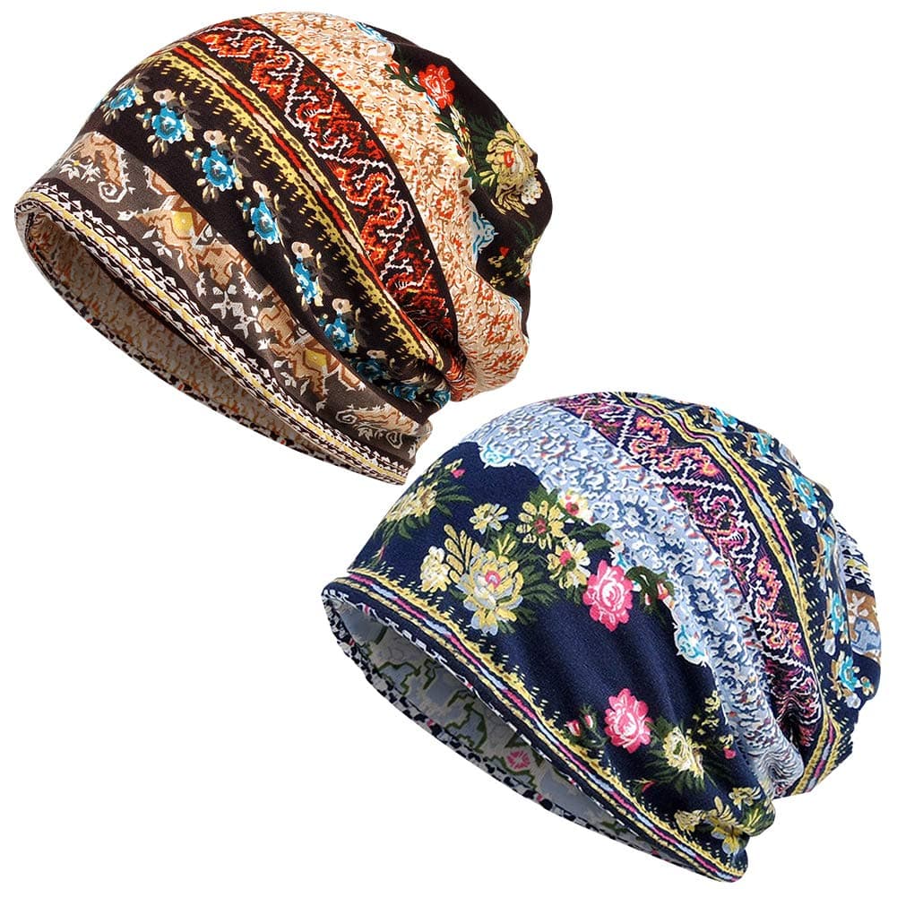 2 PCS Women Baggy Slouchy Beanie Chemo Hat Cap Slouchy Snood Hat Cancer Headwear