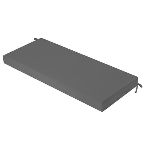 idee-home Outdoor Bench Cushion Waterproof, Bench Cushions for Outdoor Furniture, Patio Porch Swing Replacement Seat Pad with Ties for Garden Backyard, 48 x 18 Inch Dark Grey