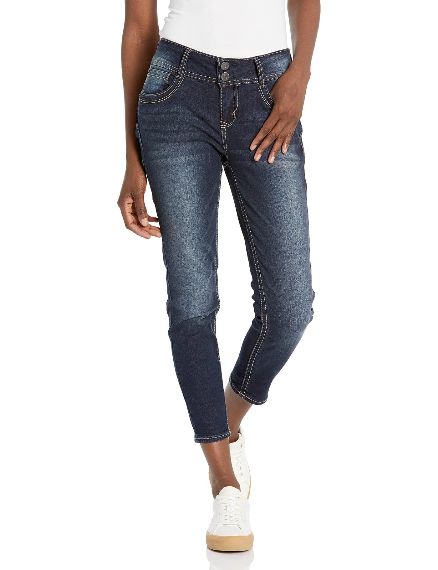 WallFlower Women's Luscious Curvy Ankle Mid-Rise Insta Stretch Juniors Jeans (Standard and Plus), Betsy, 11