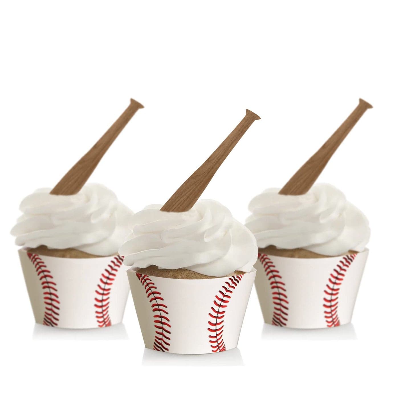 Baseball Cupcake WrappersBaseball Bat Cupcake ToppersBaseball Party Decorations24PCS