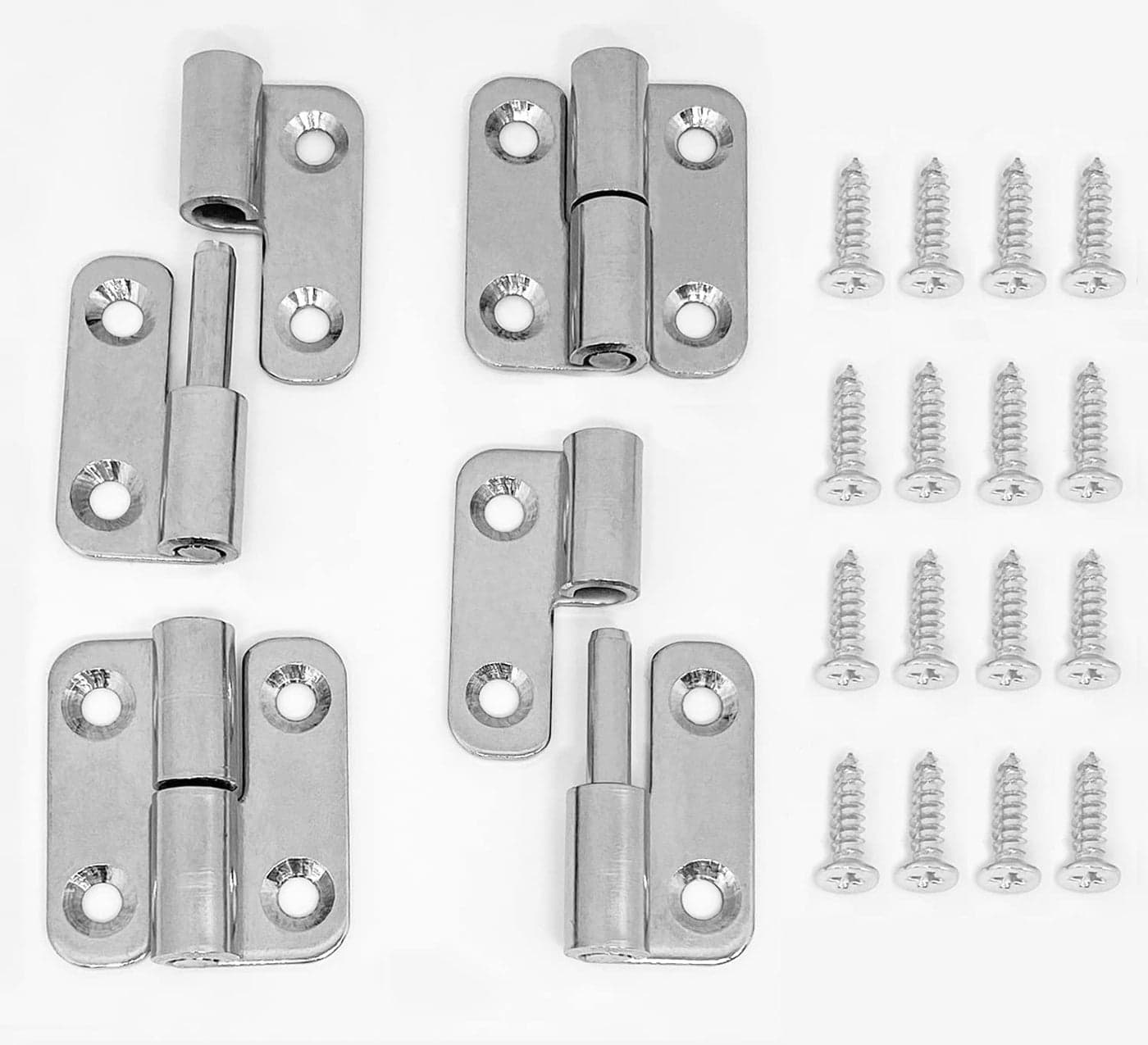 4Pcs Stainless Steel Mini Hinges Detachable Slip Joint Rising Butt Hinges Left Right 270 Degree Silver 15x13inch