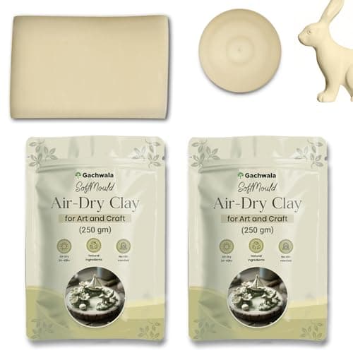 Soft Mould Air Dry Clay 500gm(Pack of 2-250gm Each) | Smooth & Malleable Clay for Sculpting, Modelling & Craft | Easy-to-Use Moulding Clay for Lippan Art & DIY Projects