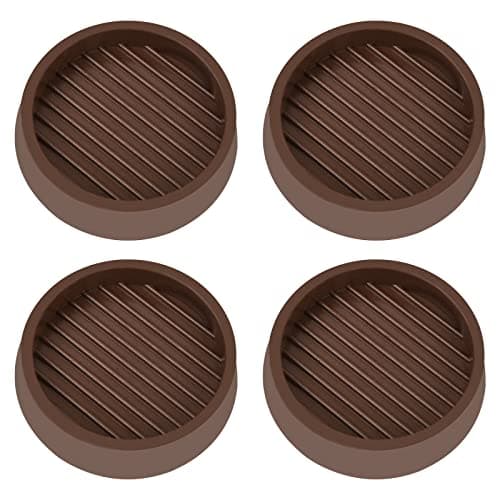 VOCOMO 2X2 Round Rubber Caster Cups, Non Slip Furniture Pads, Anti-Slip Gripper, Anti Skid Furniture Feet, Anti Slide Floor Protector for Bed Couch Table Chair Stoppers (Brown, 4 Pack)