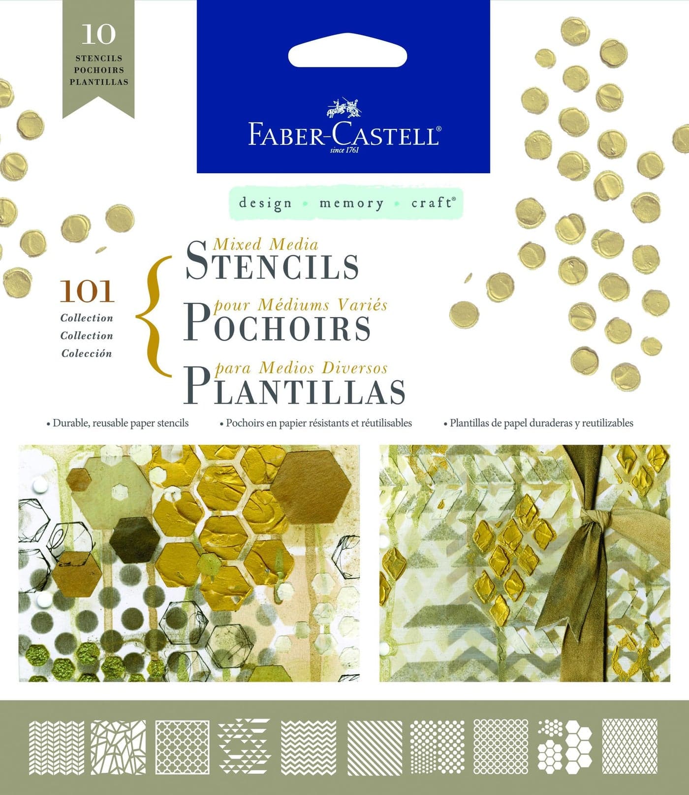 FaberCastell Mixed Media Paper Stencils 101 Collection 10 Reusable Graphic Stencils