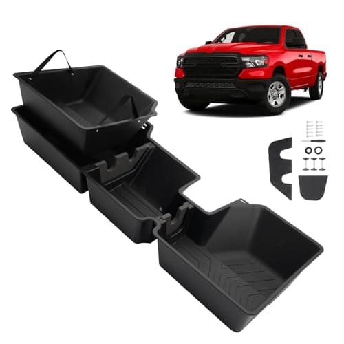 Mixsuper Liner Under Seat Storage for 2019-2024 2025 Dodge Ram 1500 Crew Cab Custom Heavy Duty ABS 4PCS Kit UnderSeat Storage with Inner Bin Ram1500 Truck Tool Box Accessories Black