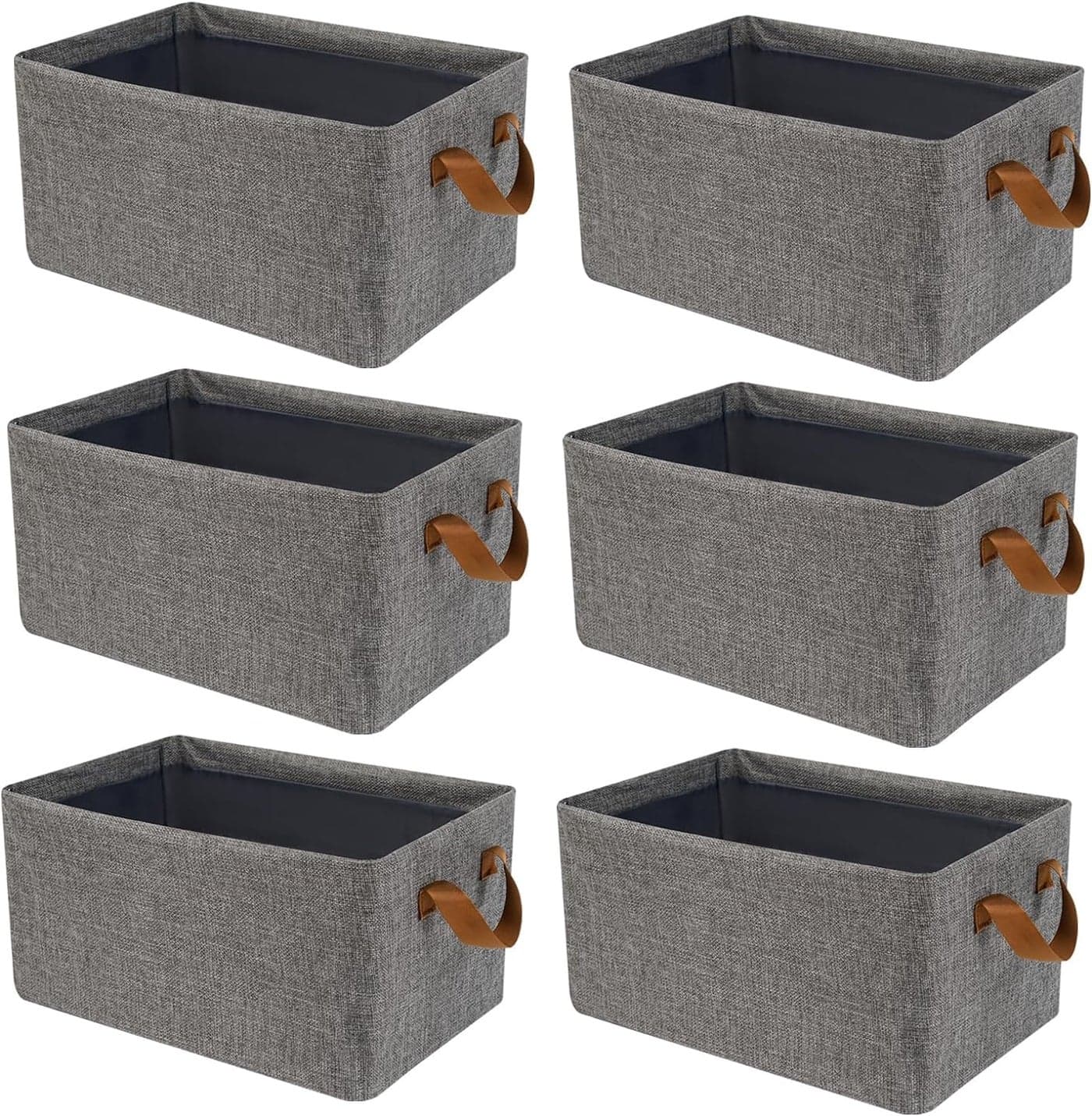 NESTIFY Foldable Storage Box for Clothes PACK OF 6 Wardrobe Organizer For Clothes Collapsible Clothing Basket With Handles & Metal Frame Clothes Organiser for Wardrobe Cloth Storage Box(26Liter-GREY)
