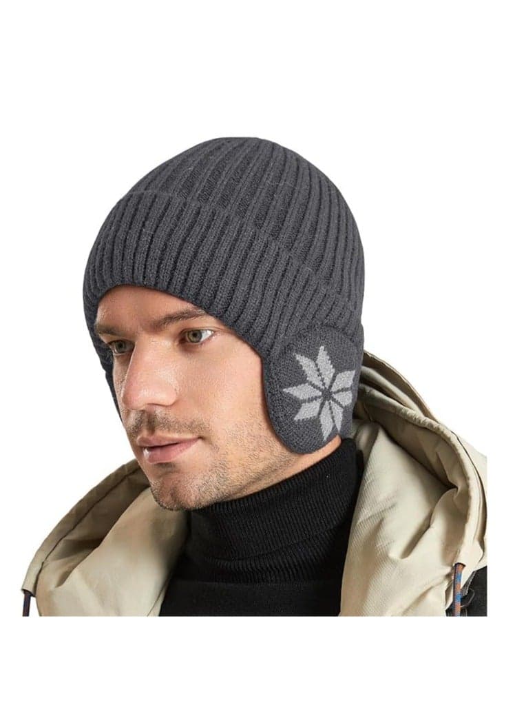 Beanie Winter Hats for Men Women,Fleece Lined Beanie Warm Winter Caps,Unisex Fashion Knit Cuffed Cap,Winter Fleece Lined Knit Cuff Ear Flaps Daily Beanies