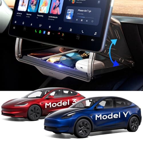 TAZENI Under Screen Storage Box Fit Model Y Juniper Model 3 Highland Magnetic Hidden Privacy Storage for Model Y 3 Accessories Center Console Organizer for Model Y 20192026 Model 3 20162026