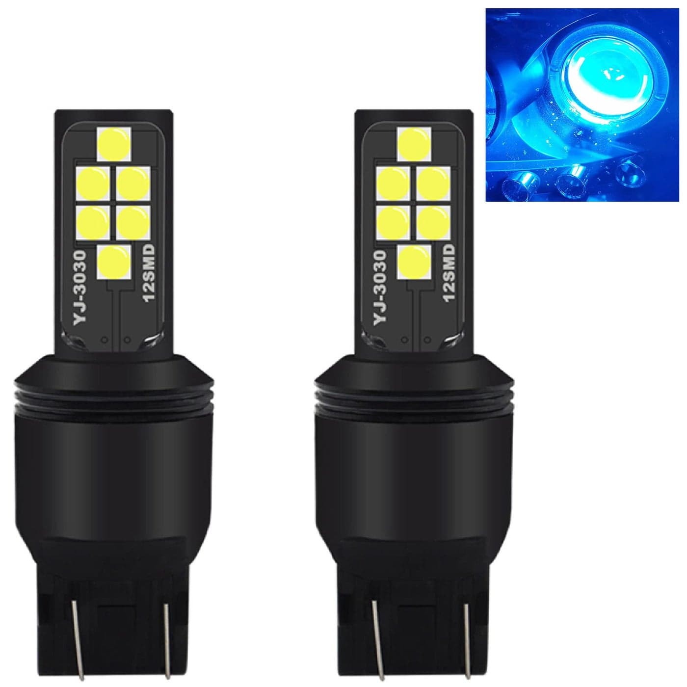 SOCALLED LIGHTING 7440 7443 Ice Blue LED Turn Signal Bulb Advanced 3030 SMD Bright Colorful DRL Brake Lamp Parking Tail Light Pack of 2