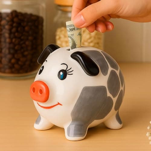 1 Pc Handmade Ceramic Piggy Bank for Kids & Adults|Hand Painted Cute Pig Gullak Mini Bank Showpiece Home Décor Saving Money Bank Coin Storage Box Toys Birthday Return Gift Item