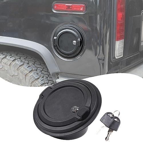 Locking Gas Tank Cap Cover Compatible with Hummer H2 2003-2009,Locking Gas Cap Cover, Fuel Tank Door with Lock,aluminum alloy Car Fuel Tank Gas Filler Cap Cover Accessories (Style A)