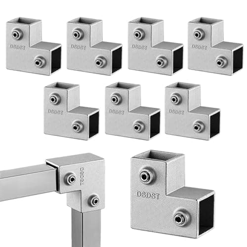 8 Pcs 25mm Square Tube Connector, 2 Way L Shaped 90 Degree Clamp, Aluminum Alloy Pipe Connectors for Handrails, Shelf, Fence, Structural Stabilized (D-L Type)