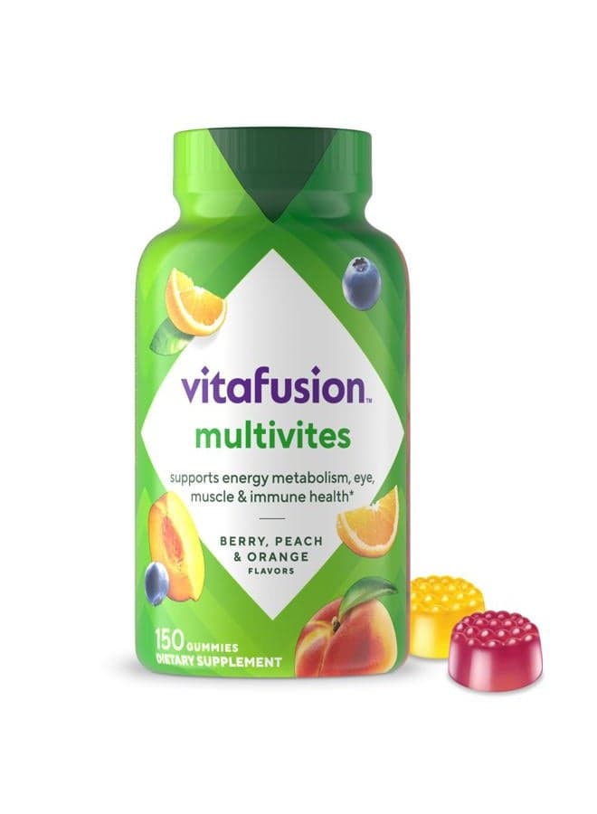 MultiVites Gummy Multivitamins for Adults with 12 Vitamins and Minerals, Berry, Peach and Orange Flavored, America's Number 1 Gummy Vitamin Brand, 75 Day Supply, 150 Count