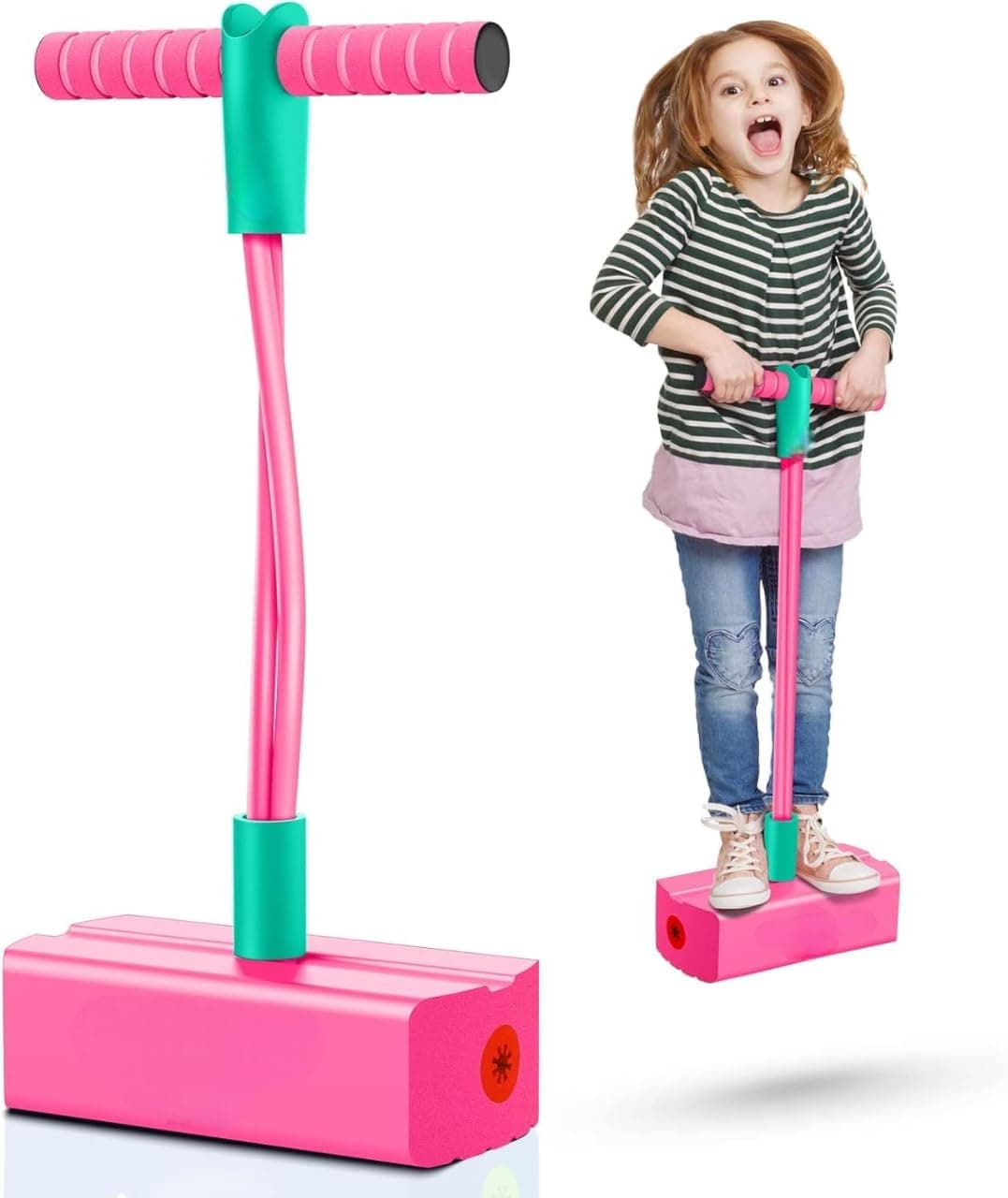 FOMQUAZLI Foam Pogo Jumper for Kids – Fun Indoor Outdoor Jump Toy with Squeaky Sounds, Safe Soft Foam Base & Handles, Exercise Balance & Coordination – Boys & Girls Active Play Gift