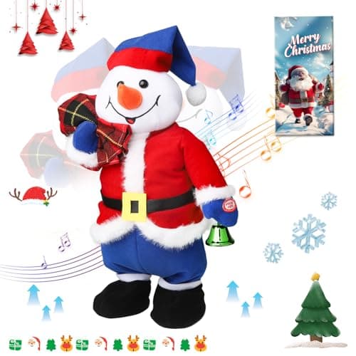 Humor Ted Jumping Singing Dancing Snowman Santa Plush ToysFunny Novelty Electric Snowman Stuffed Animals Animated Christmas Plush Toy White Elephant Gifts 2025 Xmas Gift for Kids15