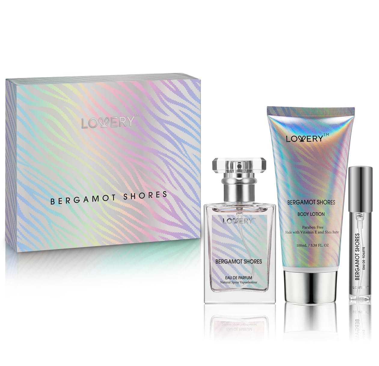 Bergamot Shores Spa Kit Moms Self Care Gift with Perfume Body Lotion Eau de Toilette Spray Birthday Gift for Women
