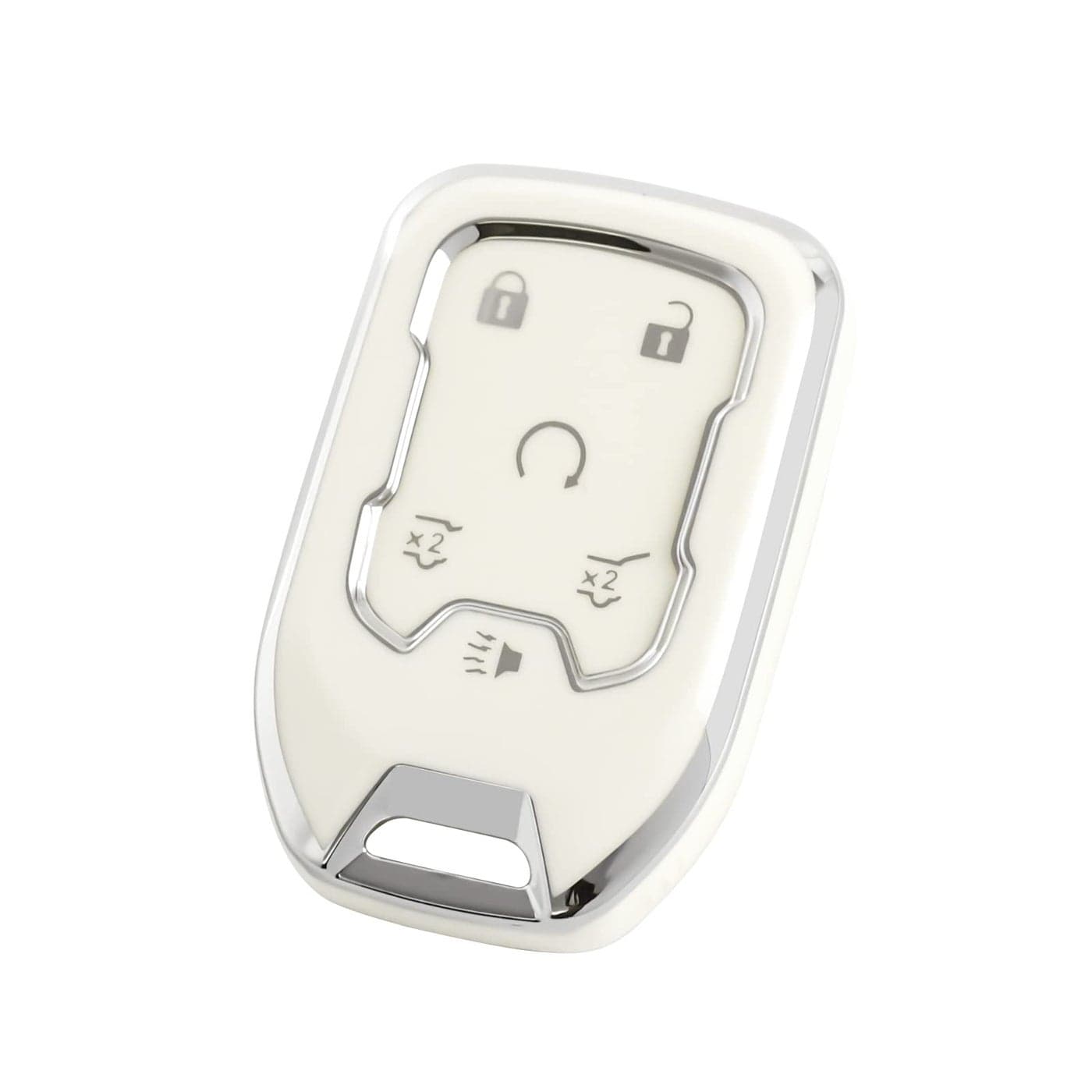OFFCURVE Key Fob Cover for GMC YukonYukon XL Terrain Acadia Sierra Soft TPU Key Fob Case for Chevy Chevrolet Suburban Tahoe Car Accessories Holder Remote Smart 6 Buttons Key Protector White