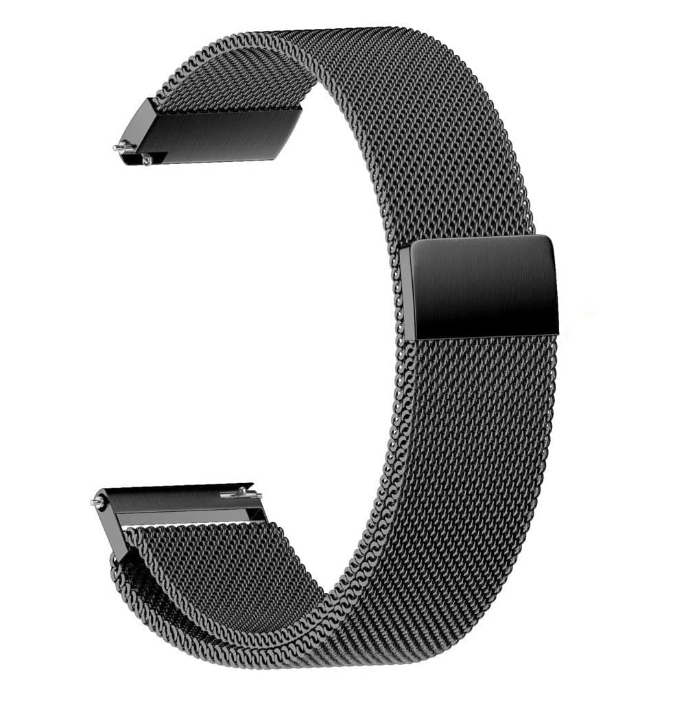 T TECLUSIVE Luxury Magnetic Loop Metal Chain Strap 19mm Compatible for Noise Colorfit Pro 2 / Oxy/Pulse/Beat and Boat Storm Watch | Precise Fit for these models | Adjustable Magnetic Band (Black)