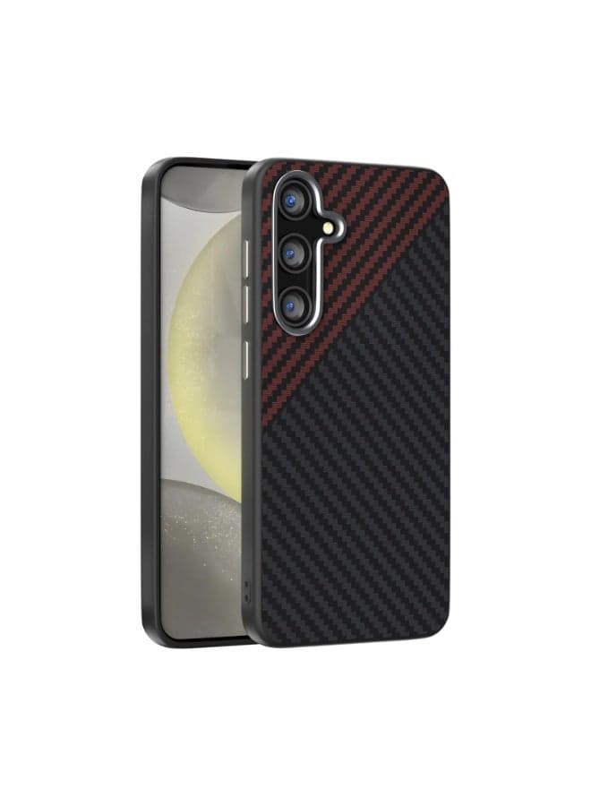 Magnetic Carbon Fiber Case Compatible with Samsung Galaxy S25 FE, Buit in Invisible Magnetic and Support Wireless Charging, Ultra-thin Matte Anti Shock and Anti Fall Case