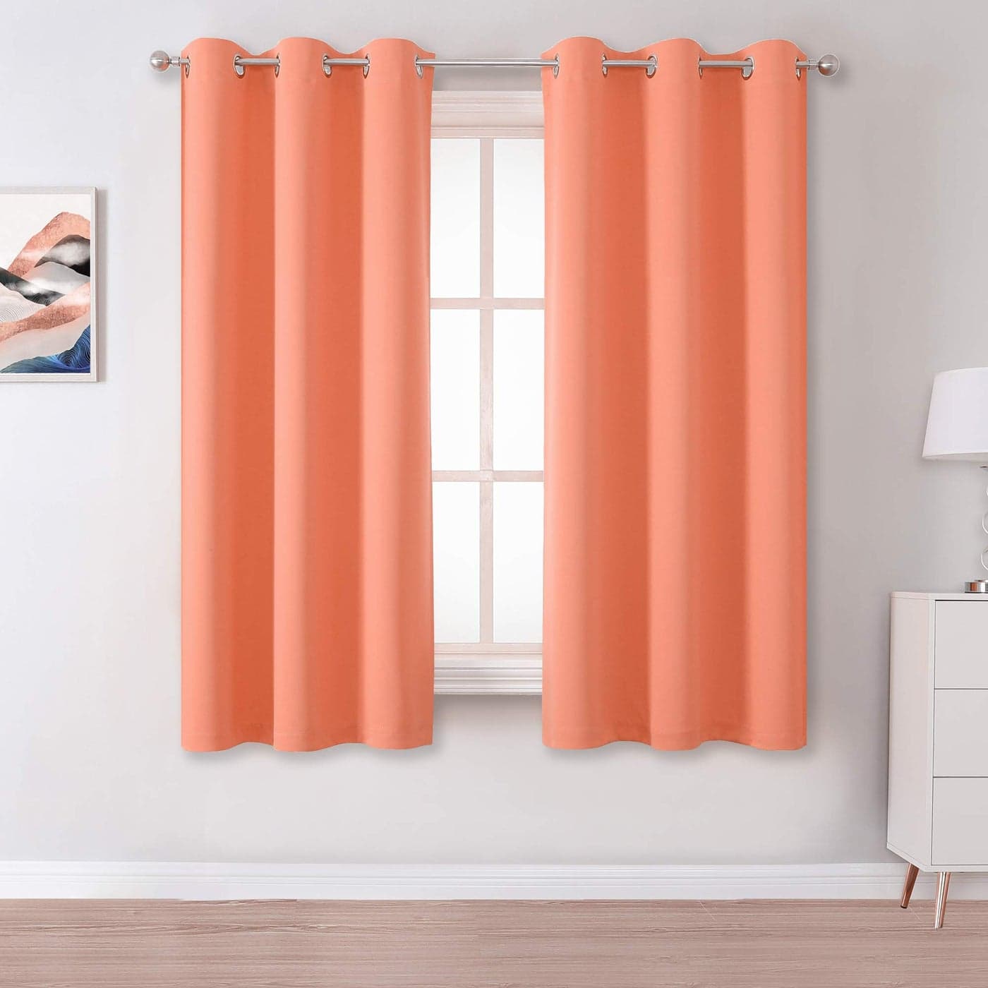DUALIFE Burnt Coral Blackout Curtain Panels for Girls Bedroom Coral Drapes 54 Inch Length 2 Panels Set Solid Thermal Insulated Room Darkening Curtains with Grommet 38 W x 54 L Inch