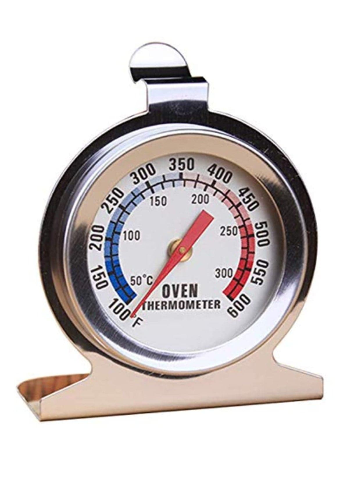 Stainless Steel Oven Thermometer Large Dial Easy Read 50-300 degree 100-600F High Temperature Resistant for Kitchen Baking Cooking Hanger Stand Compact Durable