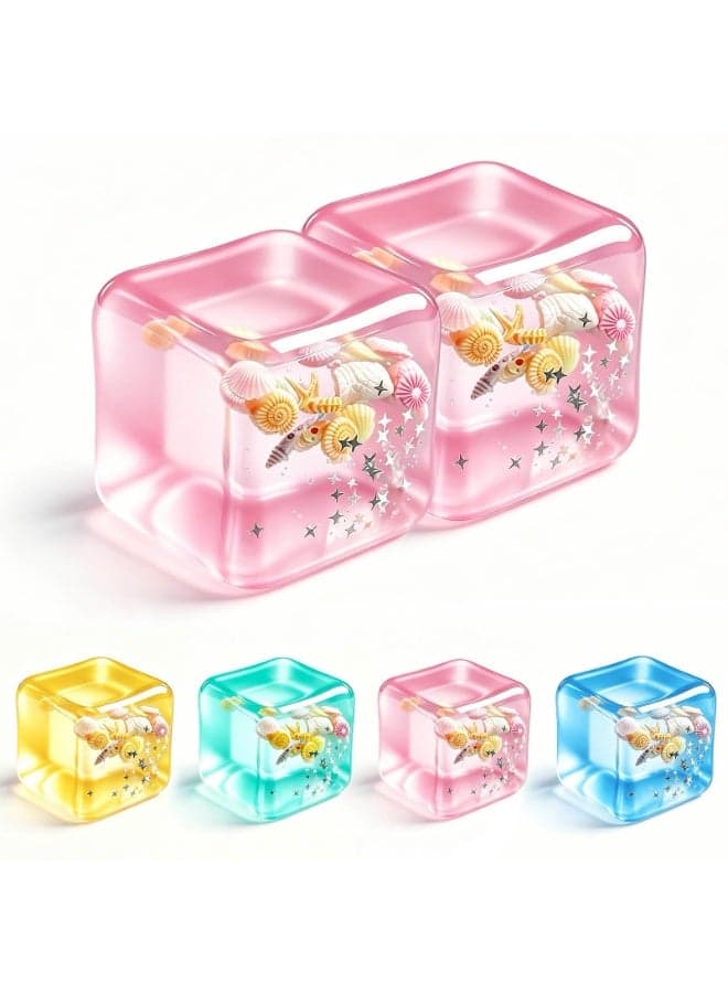Cube Squishy Stress Relief Toys:2 Pack Fidget Sensory Toys for Adults, Transparent Ice Block Squeeze Toy, Soft Slow Rising Anxiety Relief Desk Toy for Men Women , Cute Squishies Party Favor Gifts