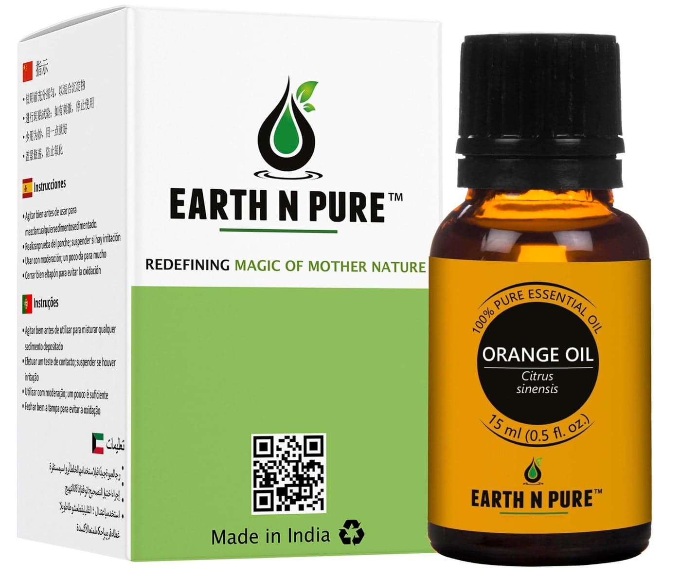 Earth N Pure Orange Essential Oil Natural and Therapeutic Grade 15 ml