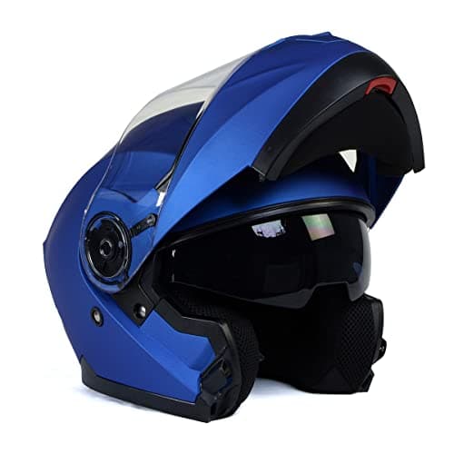 Milwaukee Helmets MPH9818DOT Breeze Blue Advanced Motorcycle Modular Helmet Biker w/ Drop Down Visor - X-Small