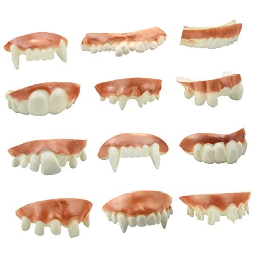 Marrywindix 12 Pieces Gnarly Teeth Gag Teeth Ugly Fake Teeth Vampire Denture Teeth for Halloween Costume Party Favors Photos Props 12 Styles