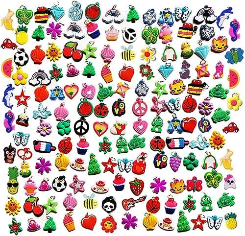 NYKKOLA Rubber Loom Band Charm, Silicone Bracelet Charms,Loom Rubber Bands Charms,Bracelet Pendant, 105pcs